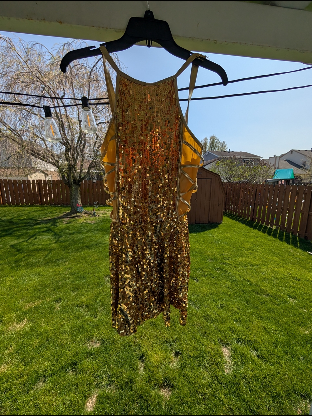 Gold Sequin Halter Figure Skating Dress - Women